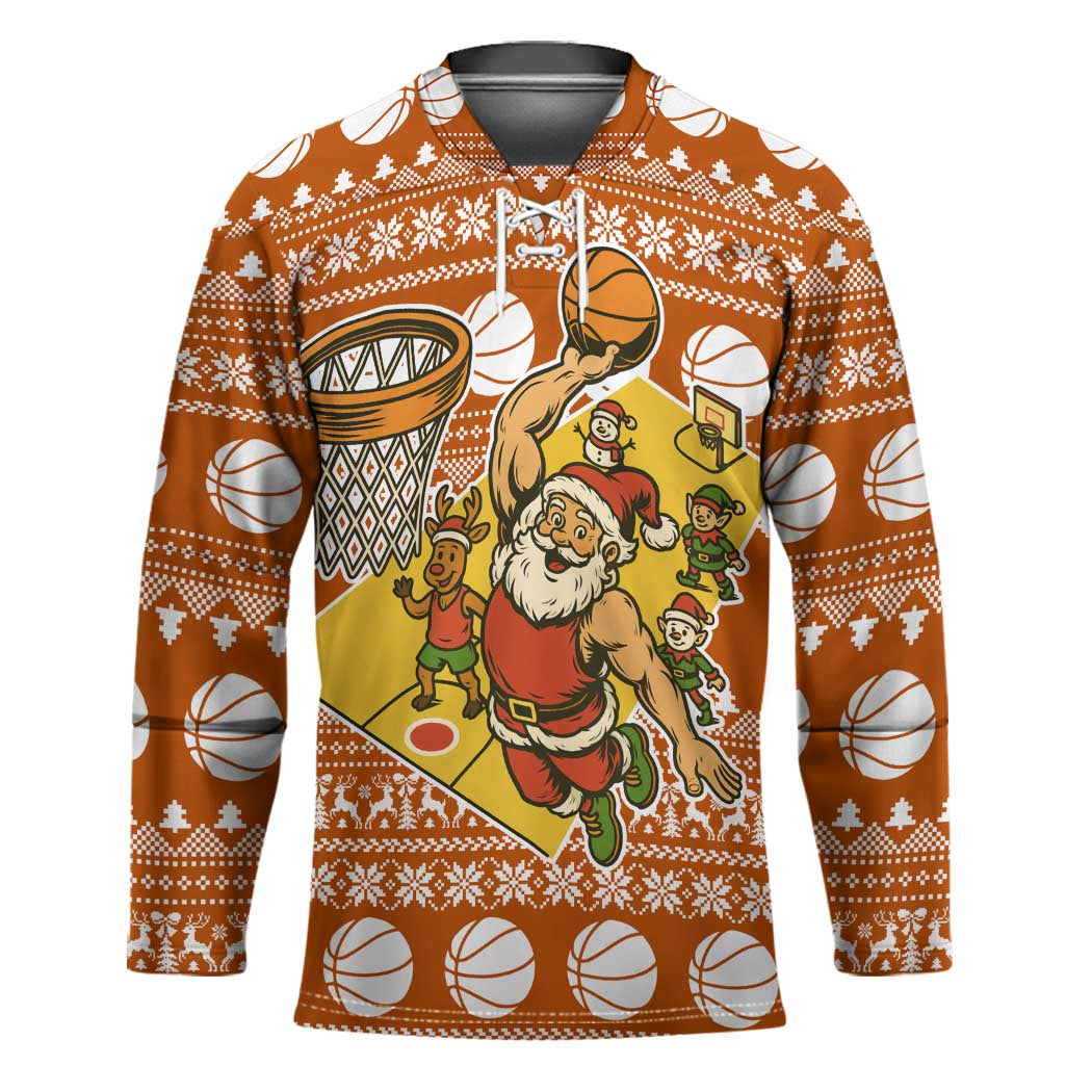 Basketball Santa Claus Christmas Hockey Jersey Xmas Holiday Patterns - Wonder Print Shop