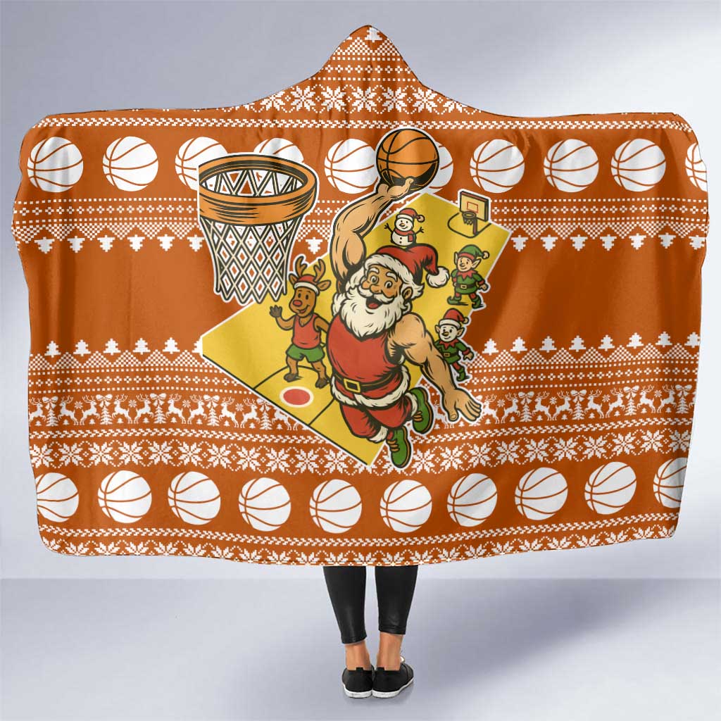 Basketball Santa Claus Christmas Hooded Blanket Xmas Holiday Patterns - Wonder Print Shop