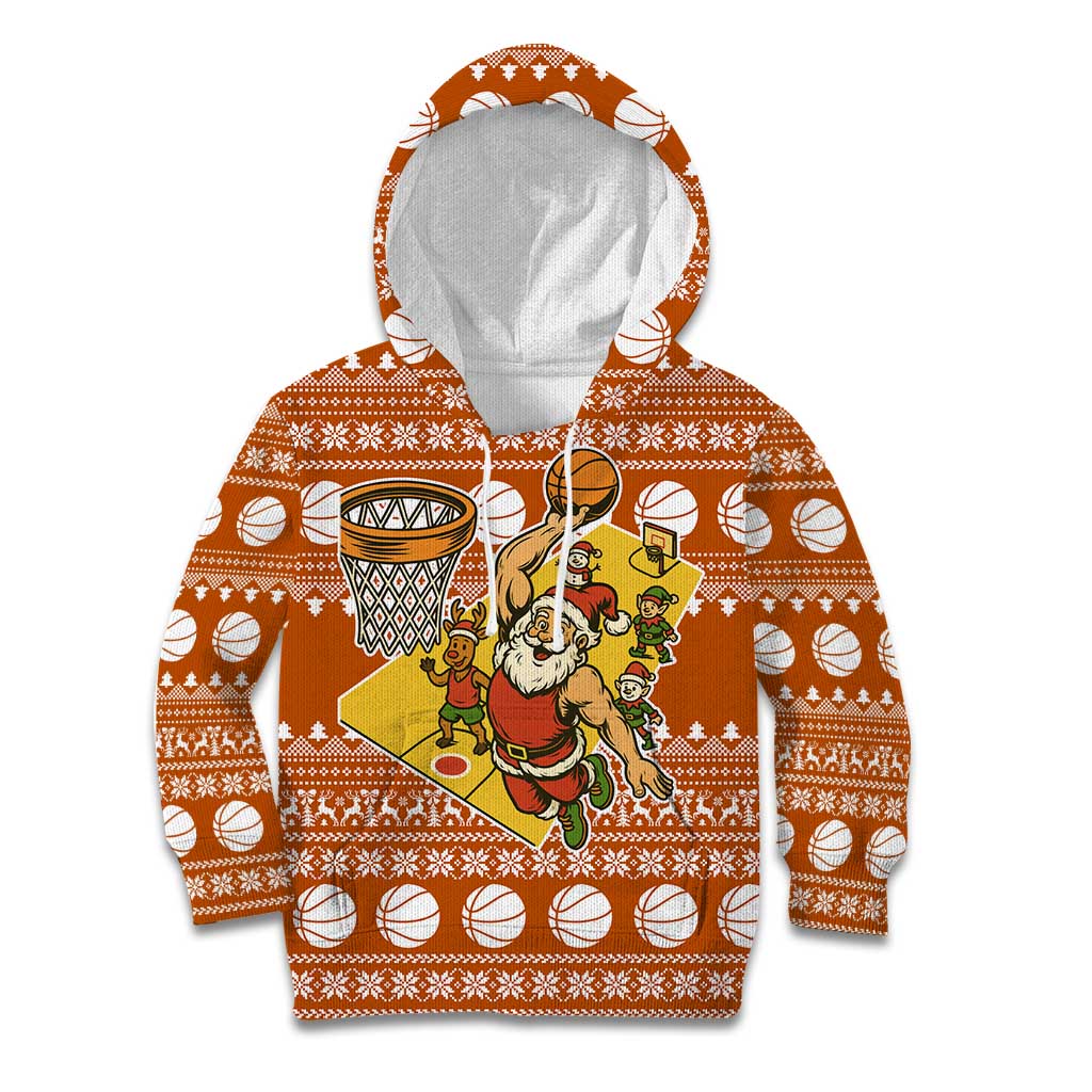 Basketball Santa Claus Christmas Kid Hoodie Xmas Holiday Patterns - Wonder Print Shop