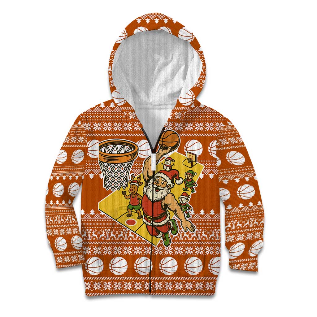 Basketball Santa Claus Christmas Kid Hoodie Xmas Holiday Patterns - Wonder Print Shop