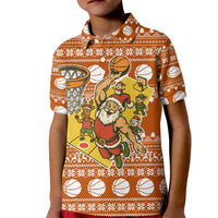 Basketball Santa Claus Christmas Kid Polo Shirt Xmas Holiday Patterns - Wonder Print Shop