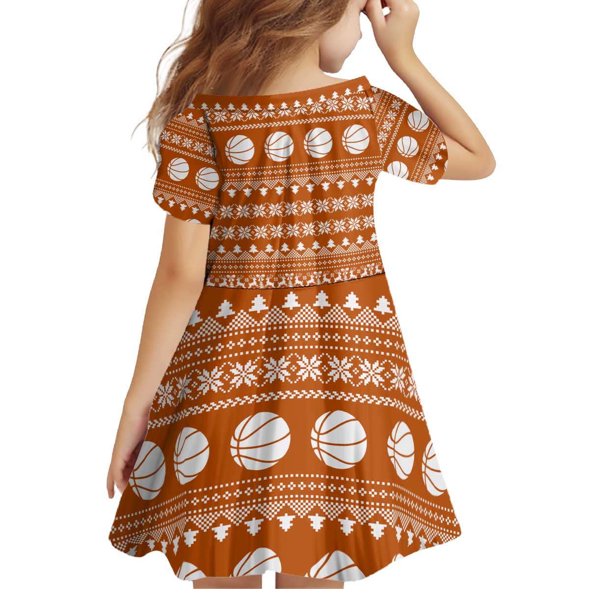 Basketball Santa Claus Christmas Kid Short Sleeve Dress Xmas Holiday Patterns - Wonder Print Shop