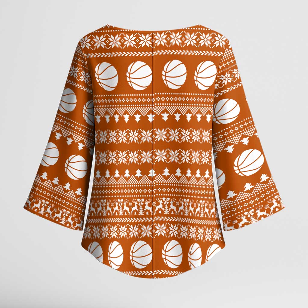 Basketball Santa Claus Christmas Kimono Sleeve Blouse Xmas Holiday Patterns - Wonder Print Shop