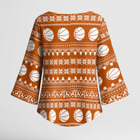 Basketball Santa Claus Christmas Kimono Sleeve Blouse Xmas Holiday Patterns - Wonder Print Shop