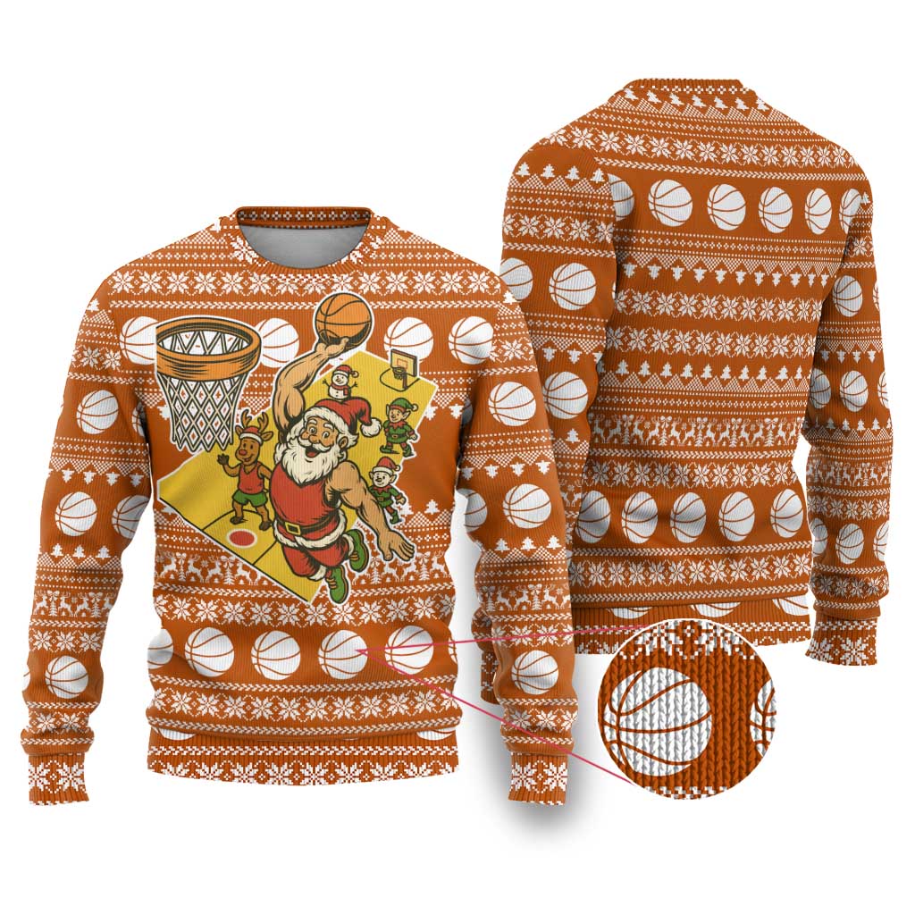 Basketball Santa Claus Christmas Ugly Christmas Sweater Xmas Holiday Patterns - Wonder Print Shop