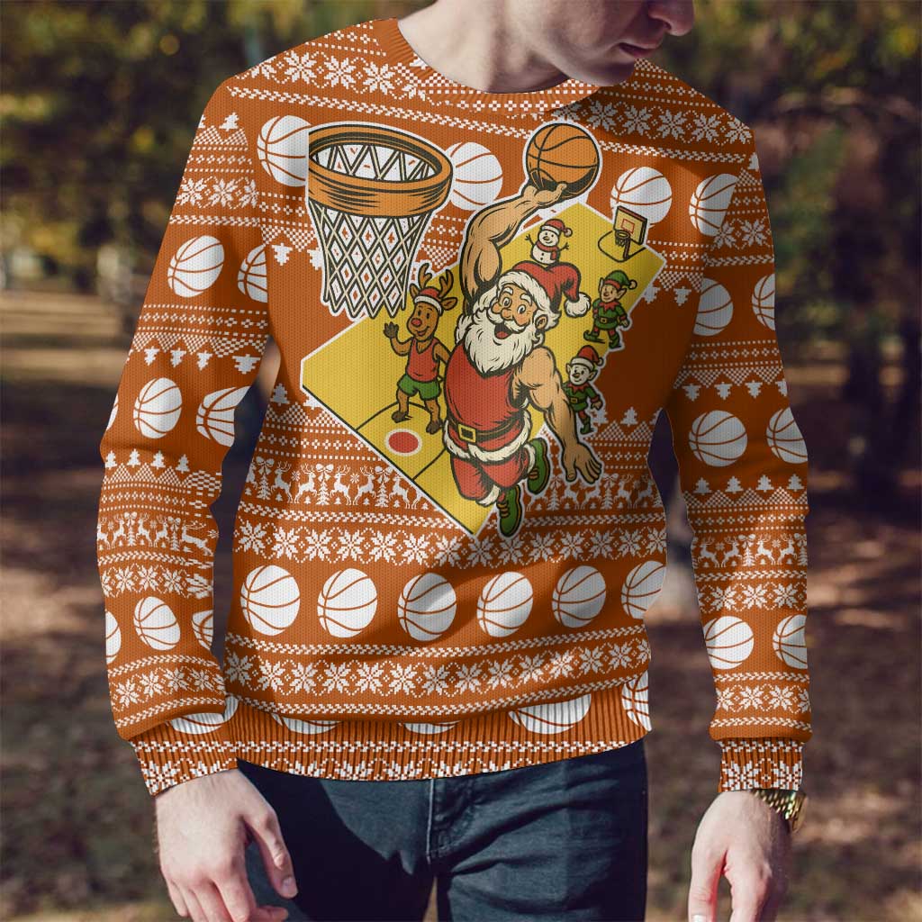 Basketball Santa Claus Christmas Ugly Christmas Sweater Xmas Holiday Patterns - Wonder Print Shop