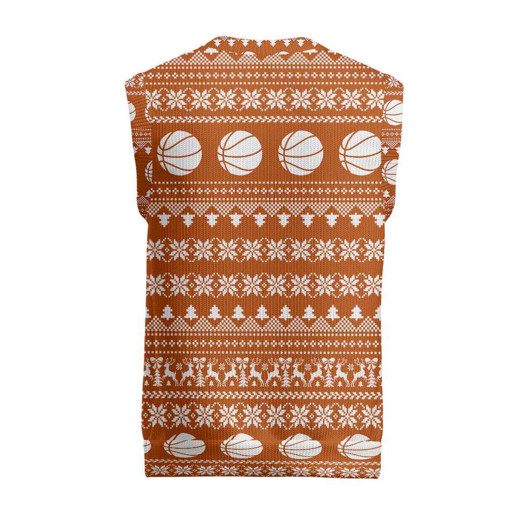 Basketball Santa Claus Christmas Knitted V-Neck Vest Xmas Holiday Patterns - Wonder Print Shop
