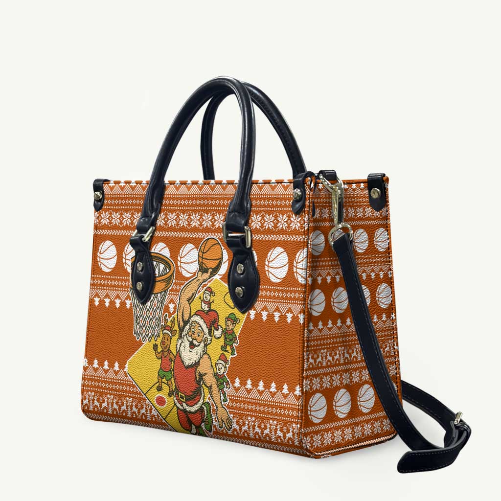 Basketball Santa Claus Christmas Leather Bag Xmas Holiday Patterns - Wonder Print Shop
