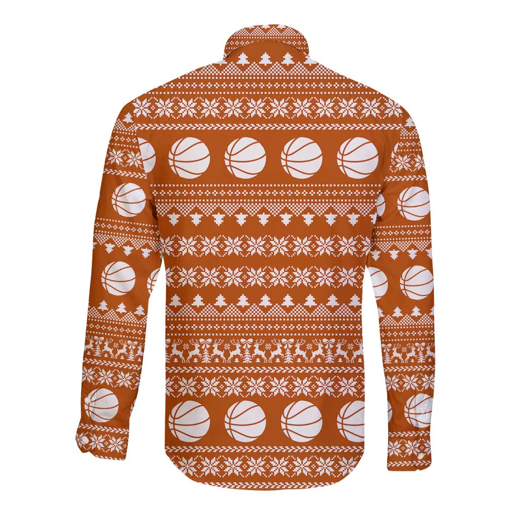 Basketball Santa Claus Christmas Long Sleeve Button Shirt Xmas Holiday Patterns - Wonder Print Shop