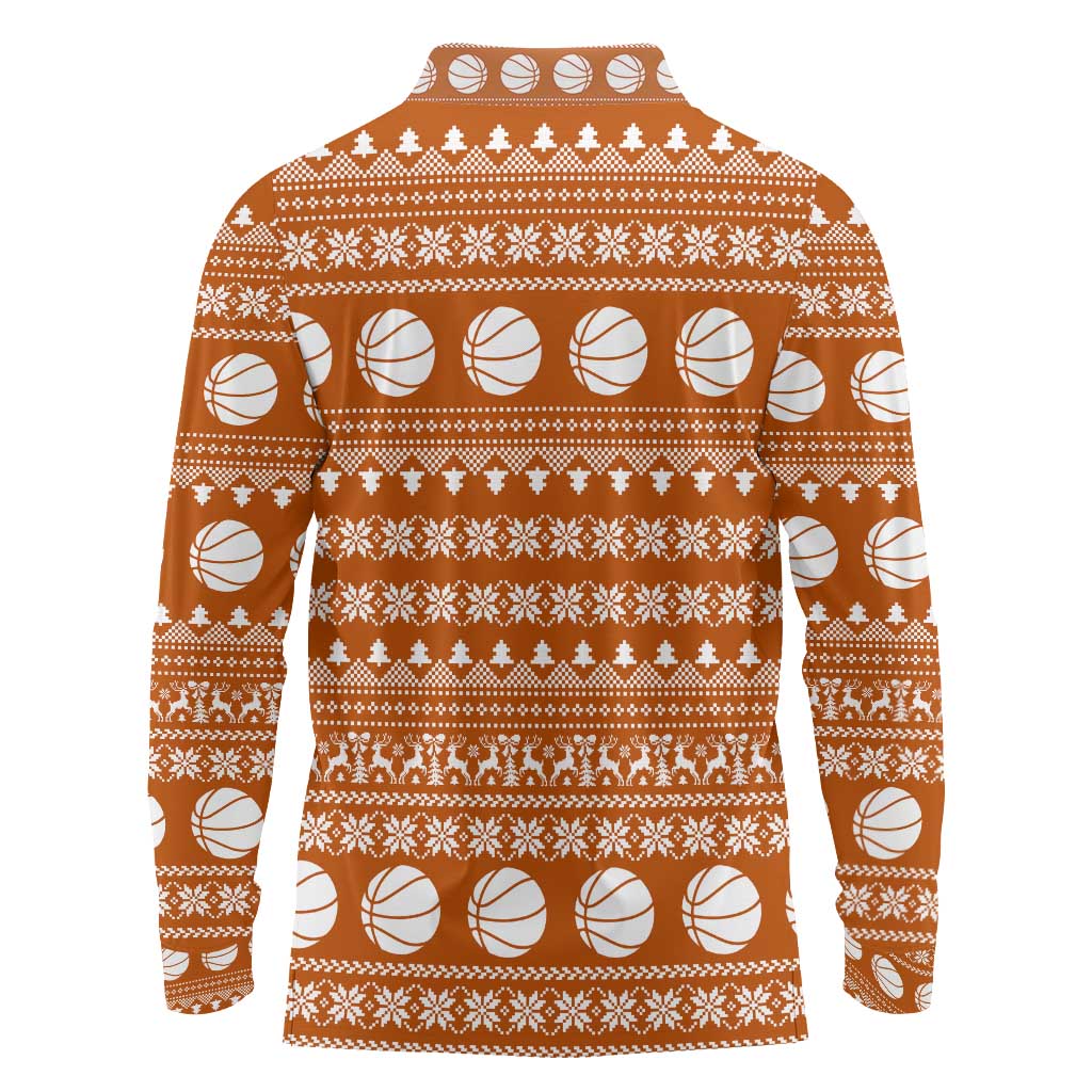 Basketball Santa Claus Christmas Long Sleeve Polo Shirt Xmas Holiday Patterns - Wonder Print Shop