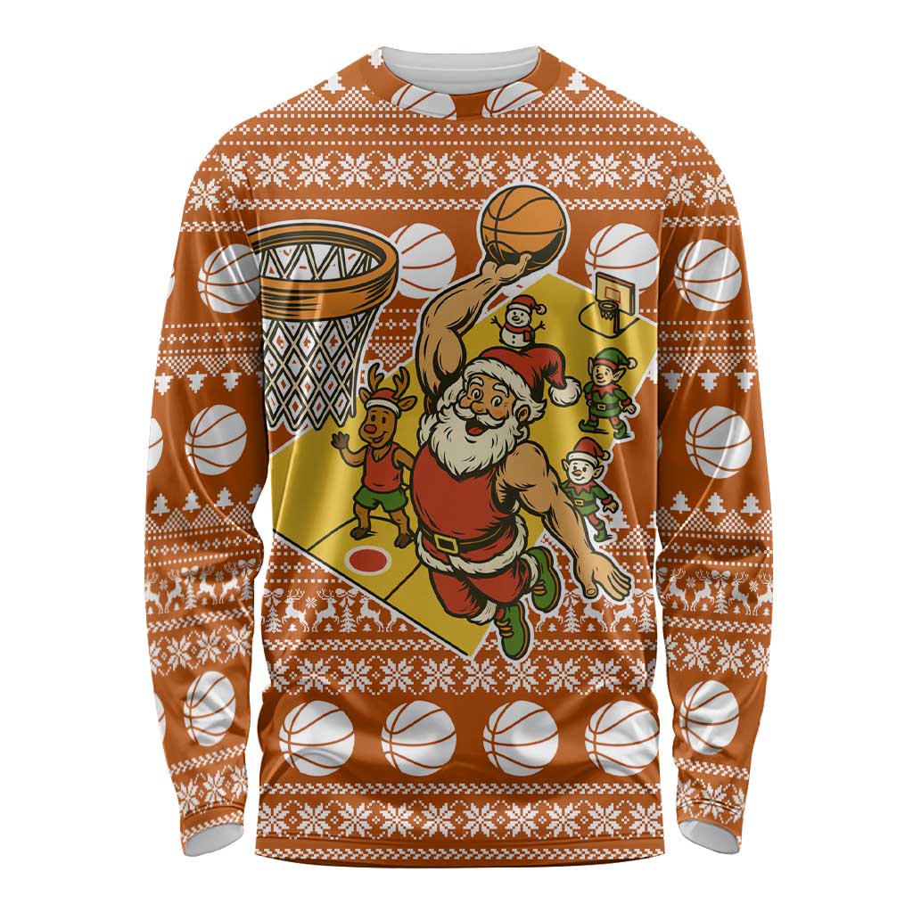 Basketball Santa Claus Christmas Long Sleeve Shirt Xmas Holiday Patterns - Wonder Print Shop