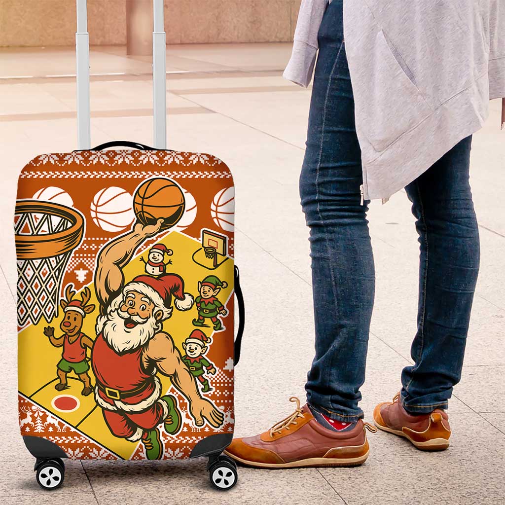 Basketball Santa Claus Christmas Luggage Cover Xmas Holiday Patterns - Wonder Print Shop