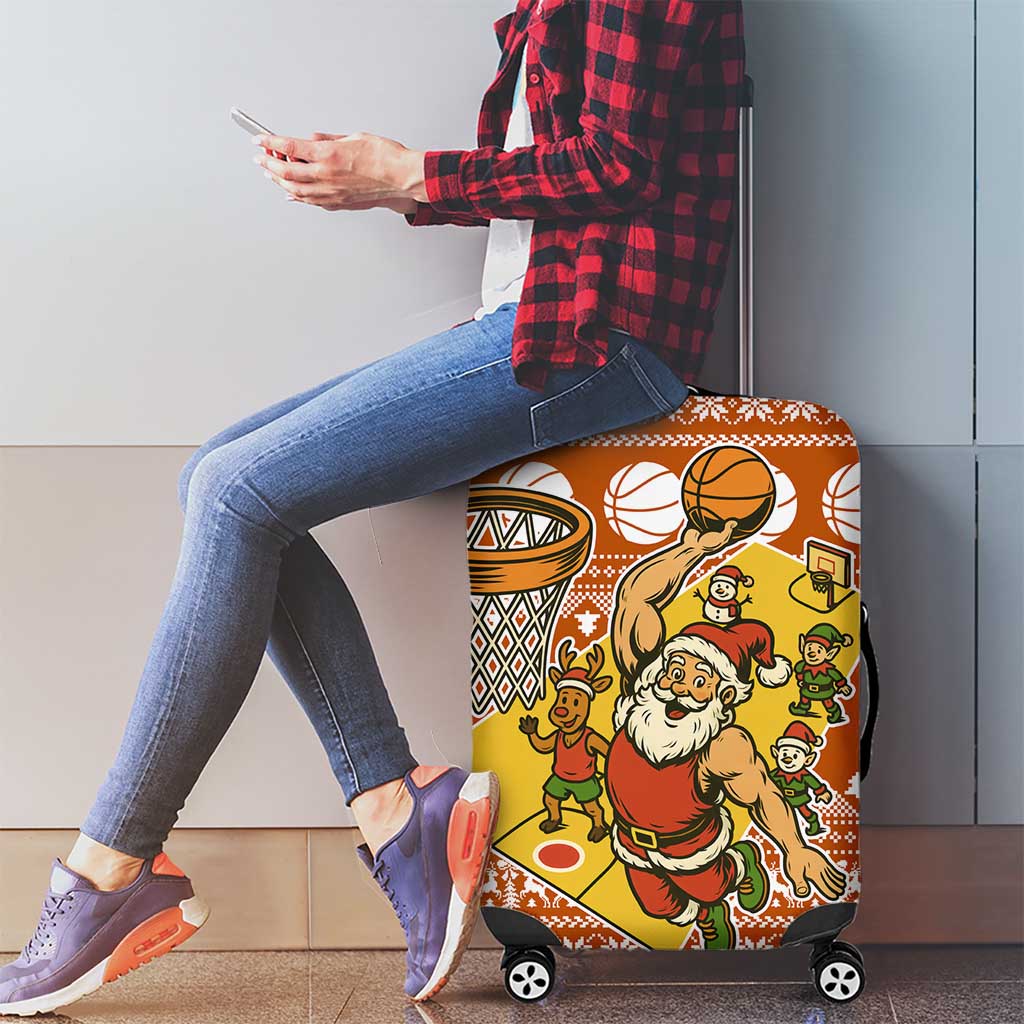 Basketball Santa Claus Christmas Luggage Cover Xmas Holiday Patterns - Wonder Print Shop