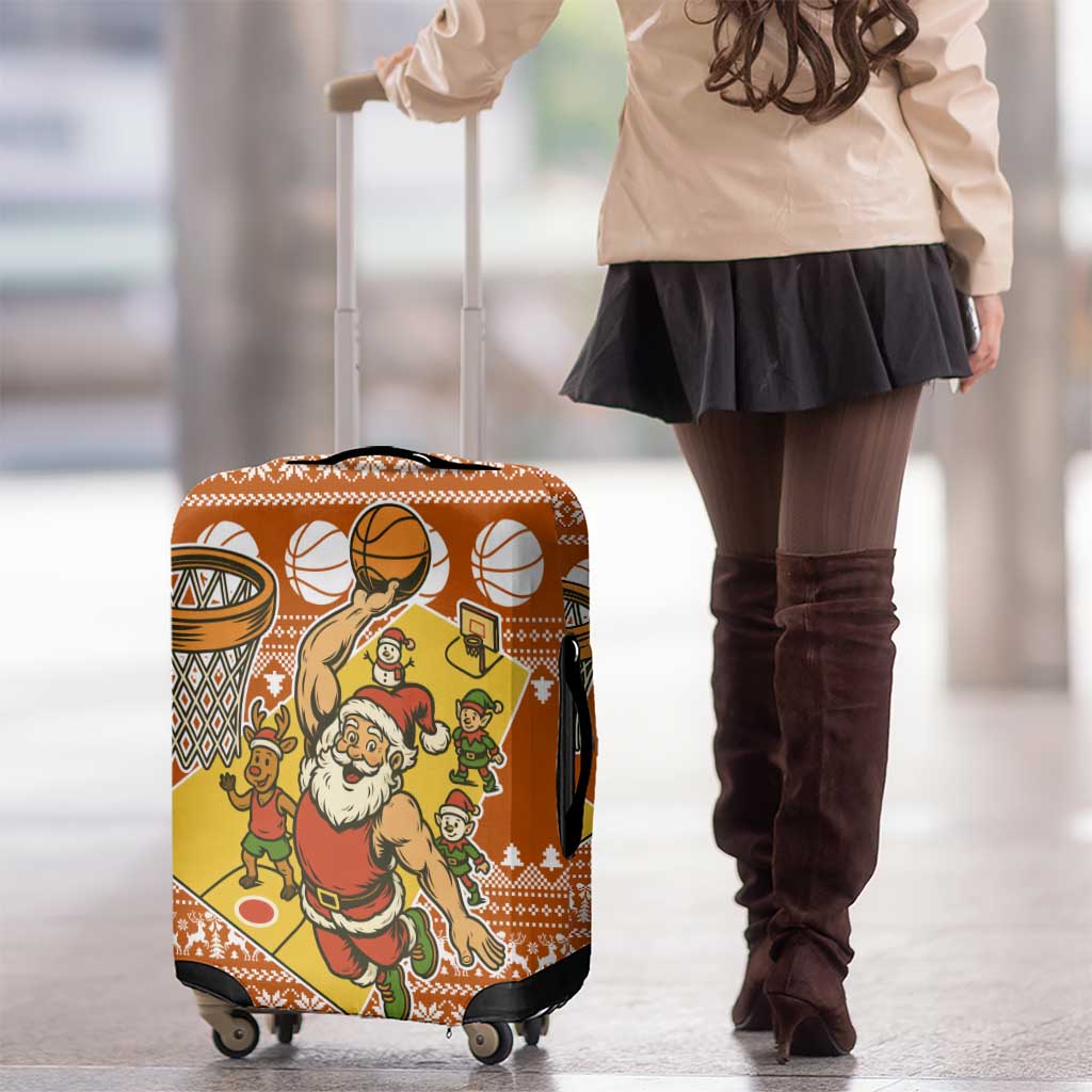 Basketball Santa Claus Christmas Luggage Cover Xmas Holiday Patterns - Wonder Print Shop