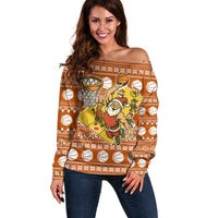 Basketball Santa Claus Christmas Off Shoulder Sweater Xmas Holiday Patterns - Wonder Print Shop