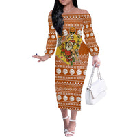 Basketball Santa Claus Christmas Off The Shoulder Long Sleeve Dress Xmas Holiday Patterns - Wonder Print Shop