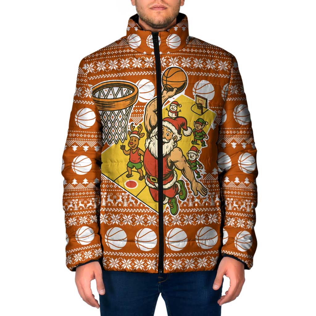 Basketball Santa Claus Christmas Padded Jacket Xmas Holiday Patterns - Wonder Print Shop