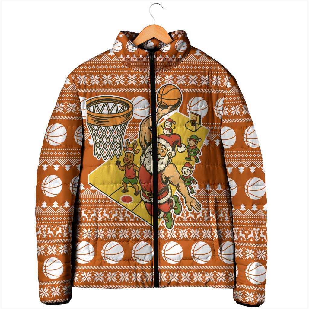 Basketball Santa Claus Christmas Padded Jacket Xmas Holiday Patterns - Wonder Print Shop