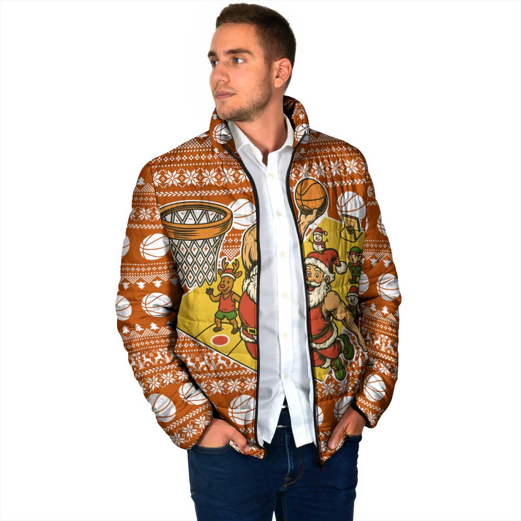 Basketball Santa Claus Christmas Padded Jacket Xmas Holiday Patterns - Wonder Print Shop