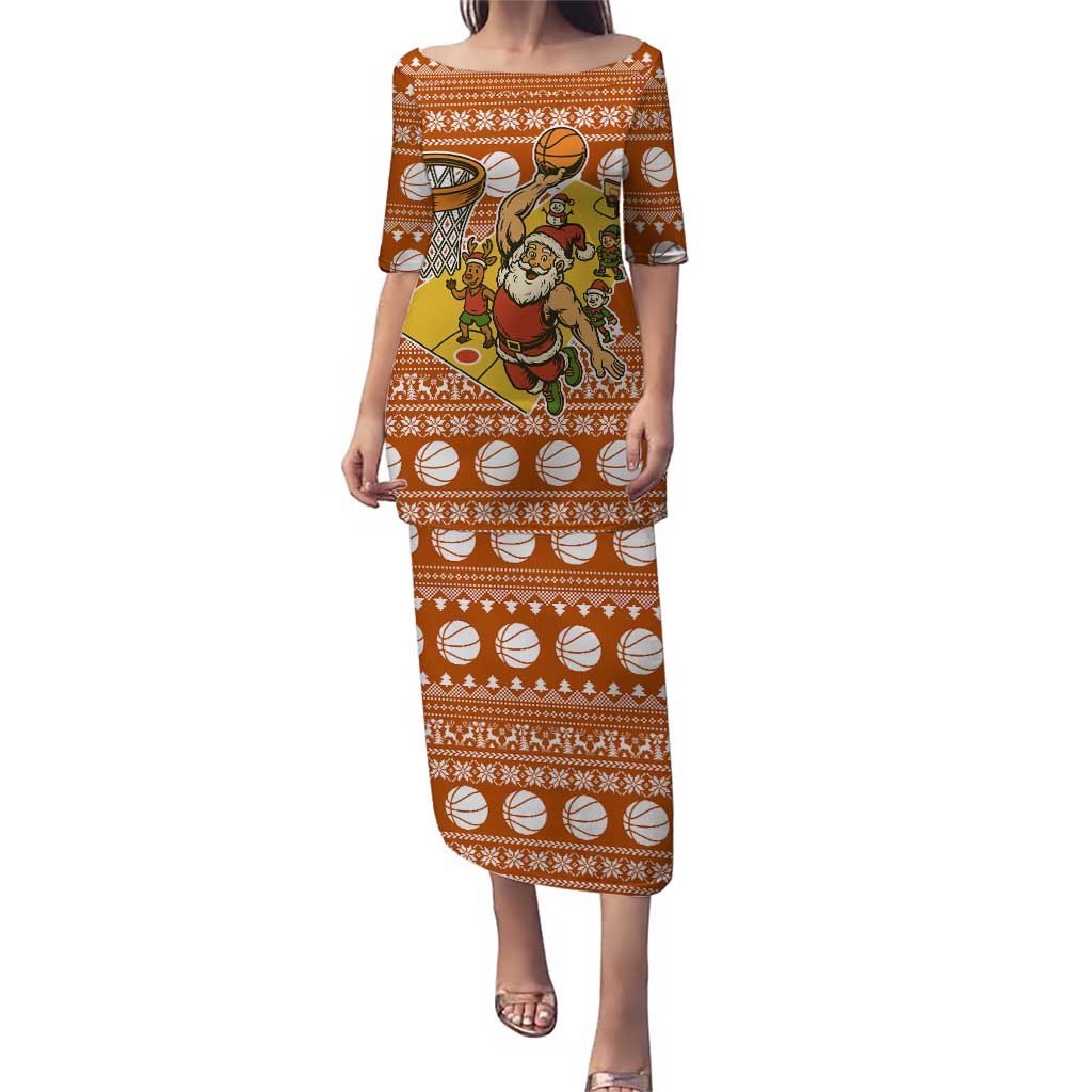 Basketball Santa Claus Christmas Puletasi Xmas Holiday Patterns - Wonder Print Shop