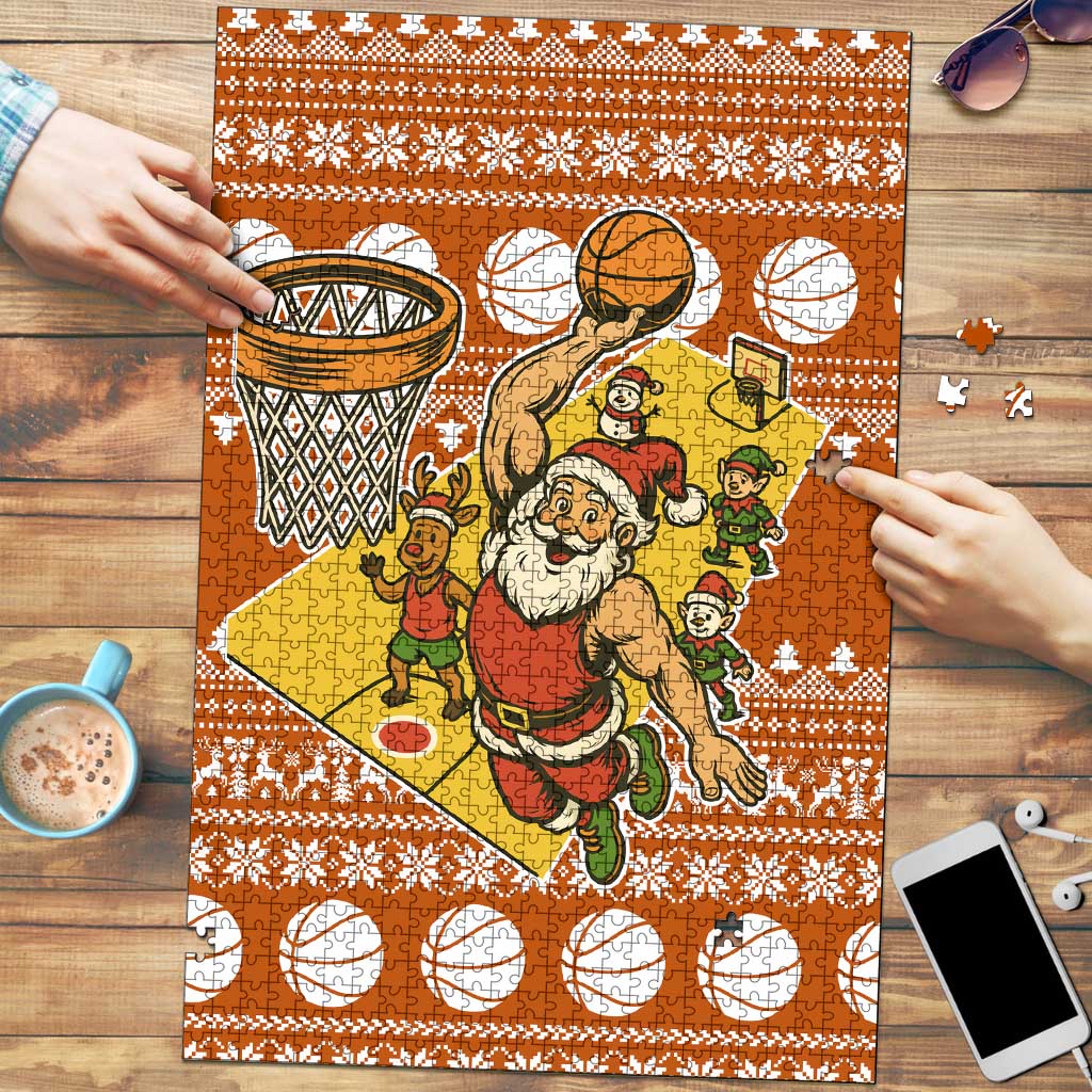 Basketball Santa Claus Christmas Puzzle Xmas Holiday Patterns - Wonder Print Shop