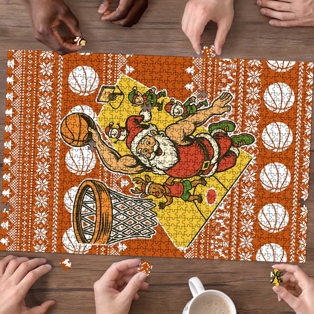 Basketball Santa Claus Christmas Puzzle Xmas Holiday Patterns - Wonder Print Shop