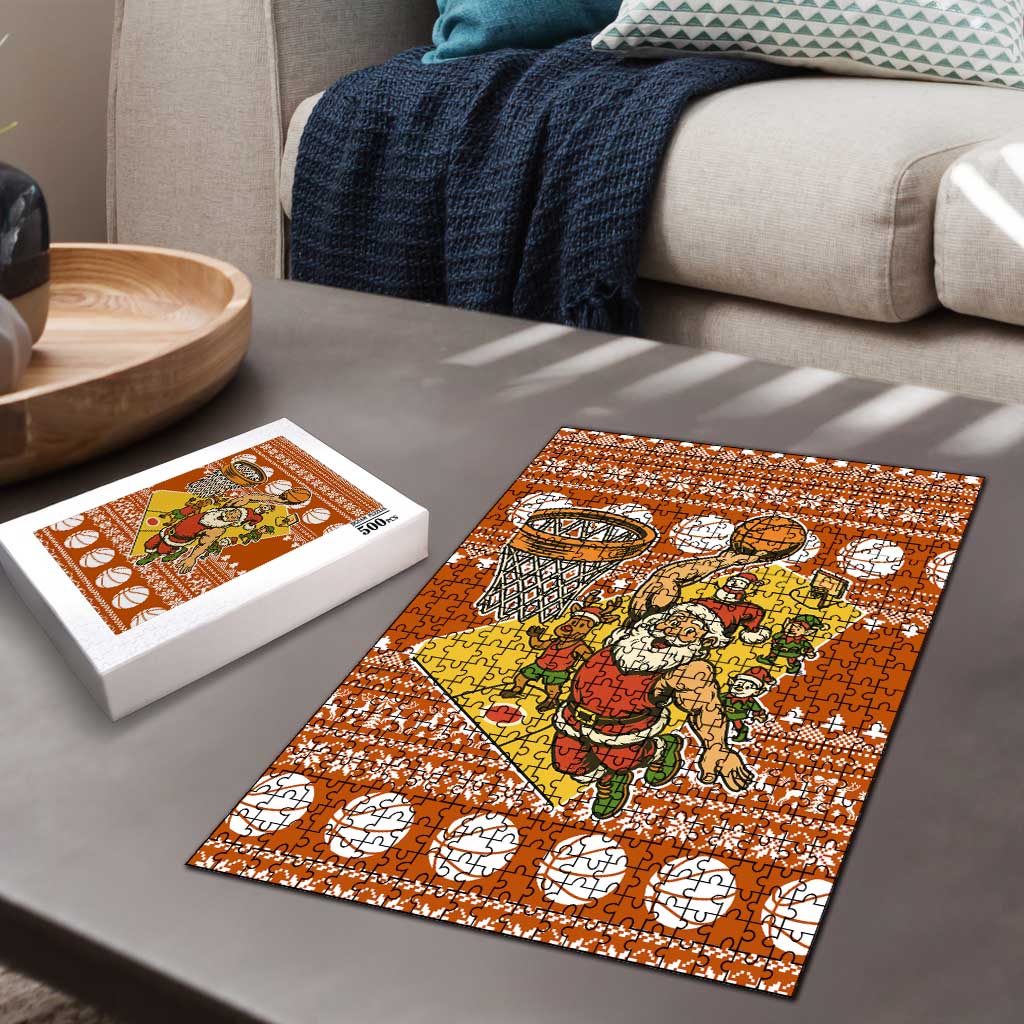 Basketball Santa Claus Christmas Puzzle Xmas Holiday Patterns - Wonder Print Shop