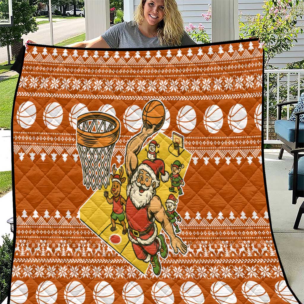 Basketball Santa Claus Christmas Quilt Xmas Holiday Patterns - Wonder Print Shop