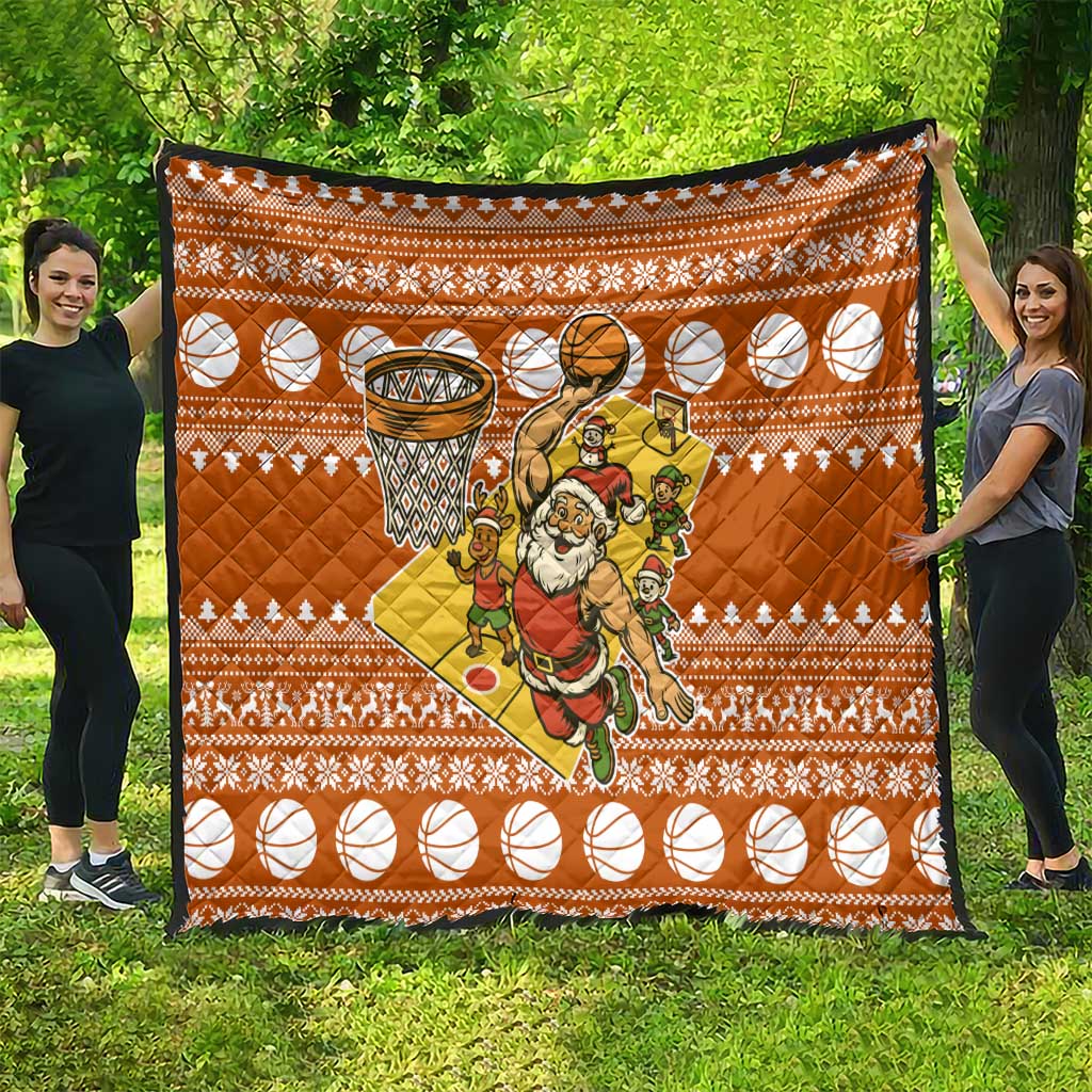 Basketball Santa Claus Christmas Quilt Xmas Holiday Patterns - Wonder Print Shop