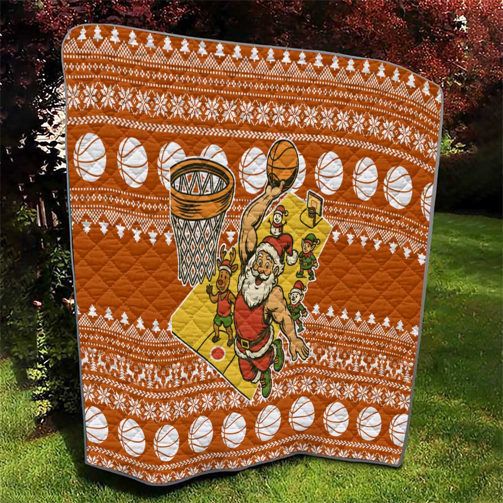 Basketball Santa Claus Christmas Quilt Xmas Holiday Patterns - Wonder Print Shop