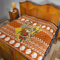 Basketball Santa Claus Christmas Quilt Xmas Holiday Patterns - Wonder Print Shop