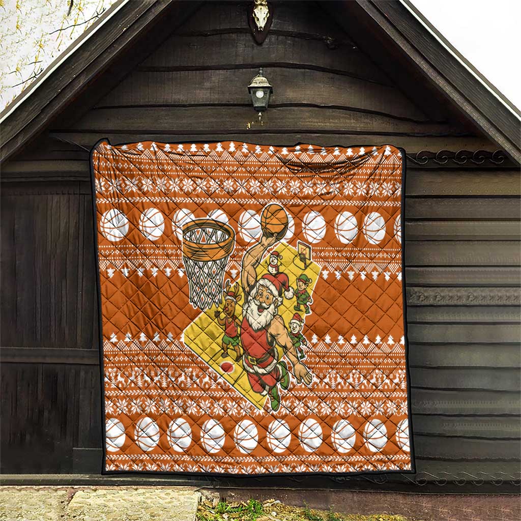 Basketball Santa Claus Christmas Quilt Xmas Holiday Patterns - Wonder Print Shop