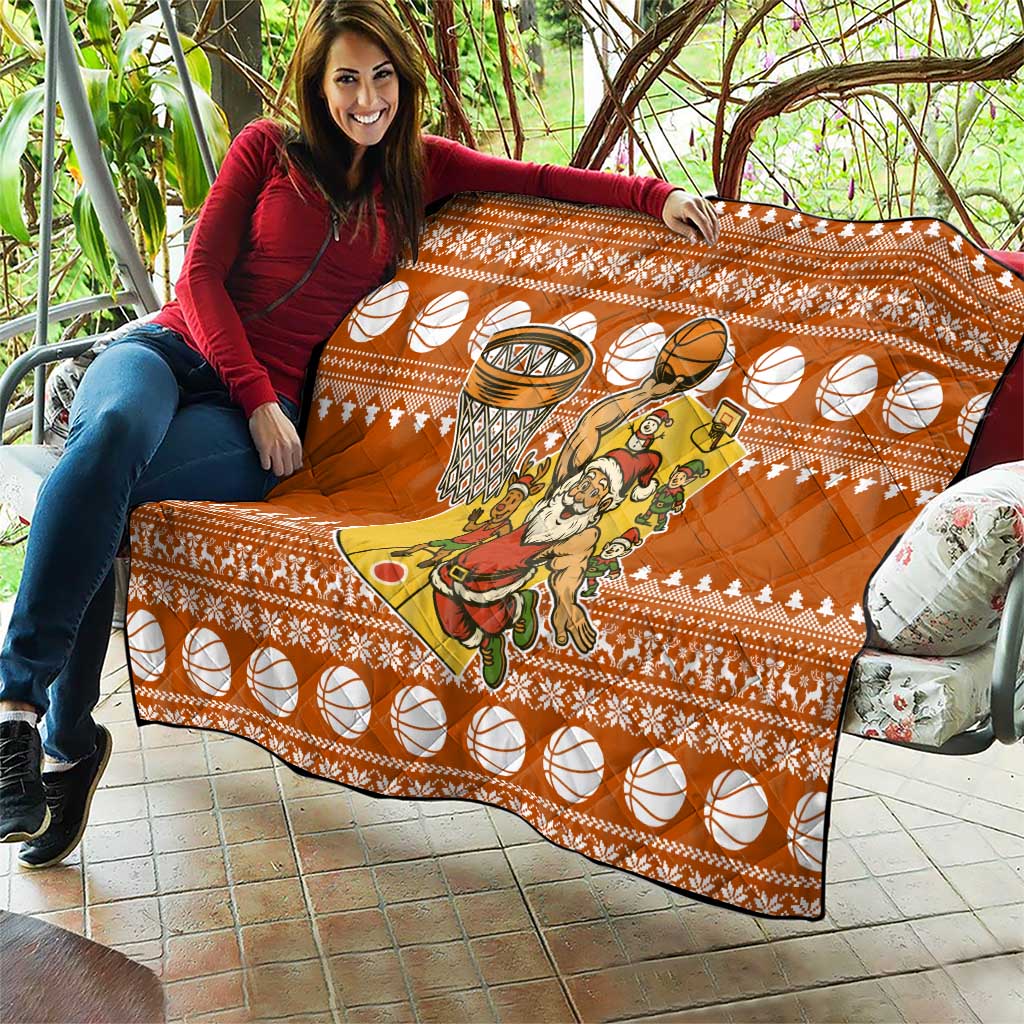 Basketball Santa Claus Christmas Quilt Xmas Holiday Patterns - Wonder Print Shop