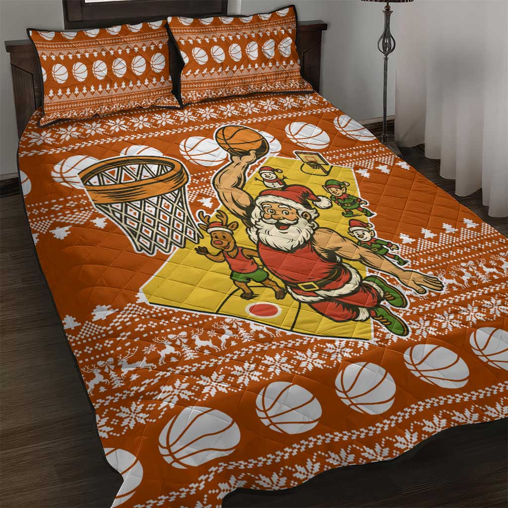 Basketball Santa Claus Christmas Quilt Bed Set Xmas Holiday Patterns - Wonder Print Shop