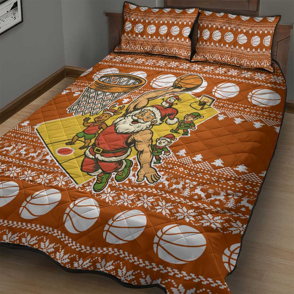 Basketball Santa Claus Christmas Quilt Bed Set Xmas Holiday Patterns - Wonder Print Shop