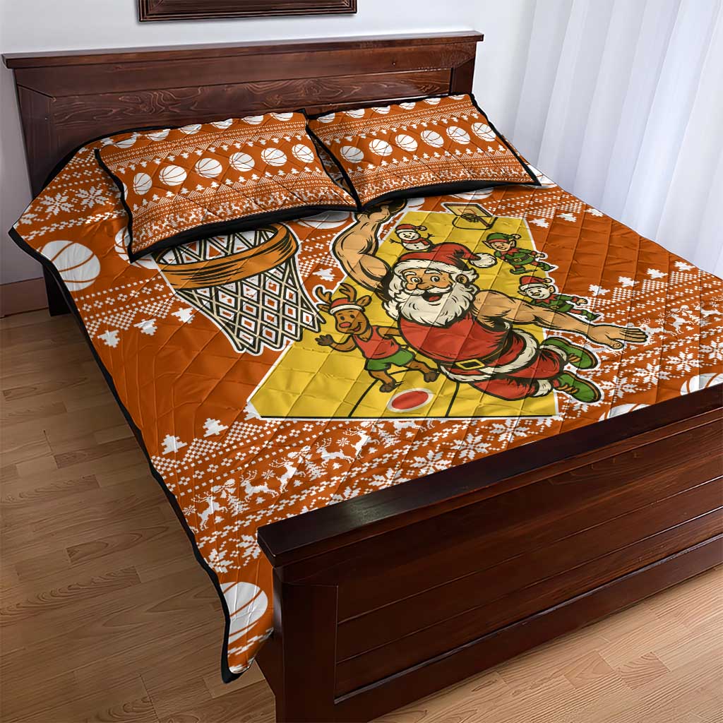 Basketball Santa Claus Christmas Quilt Bed Set Xmas Holiday Patterns - Wonder Print Shop