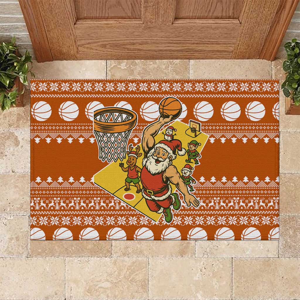 Basketball Santa Claus Christmas Rubber Doormat Xmas Holiday Patterns - Wonder Print Shop