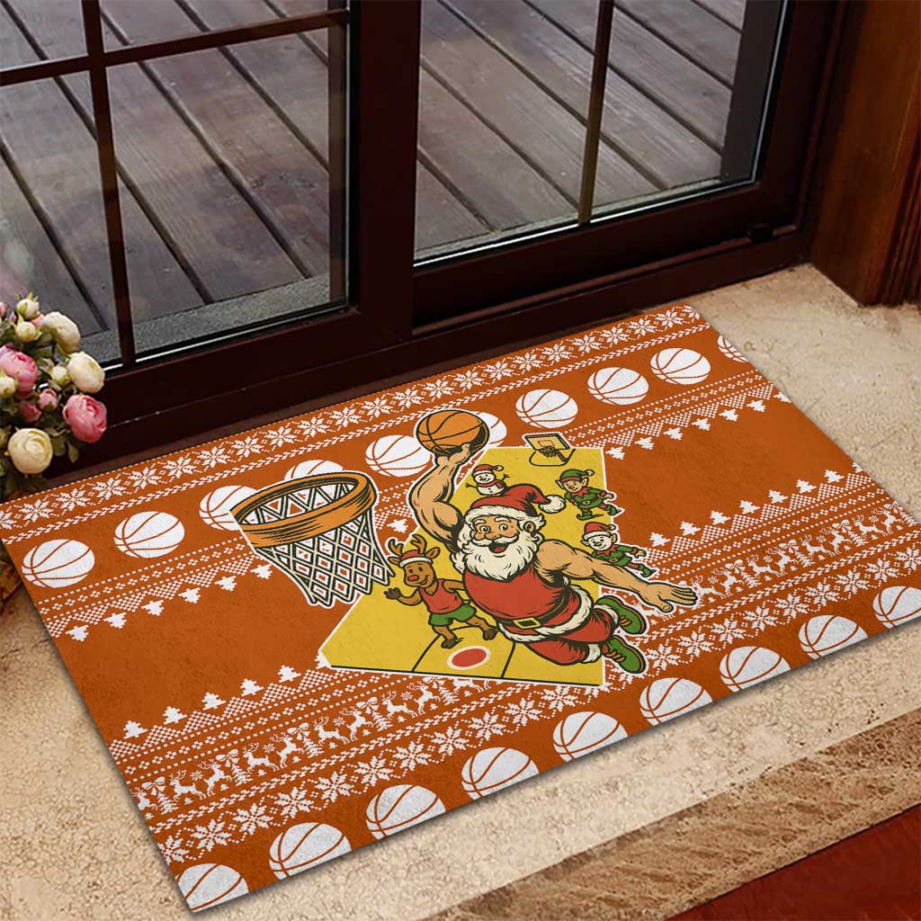 Basketball Santa Claus Christmas Rubber Doormat Xmas Holiday Patterns - Wonder Print Shop