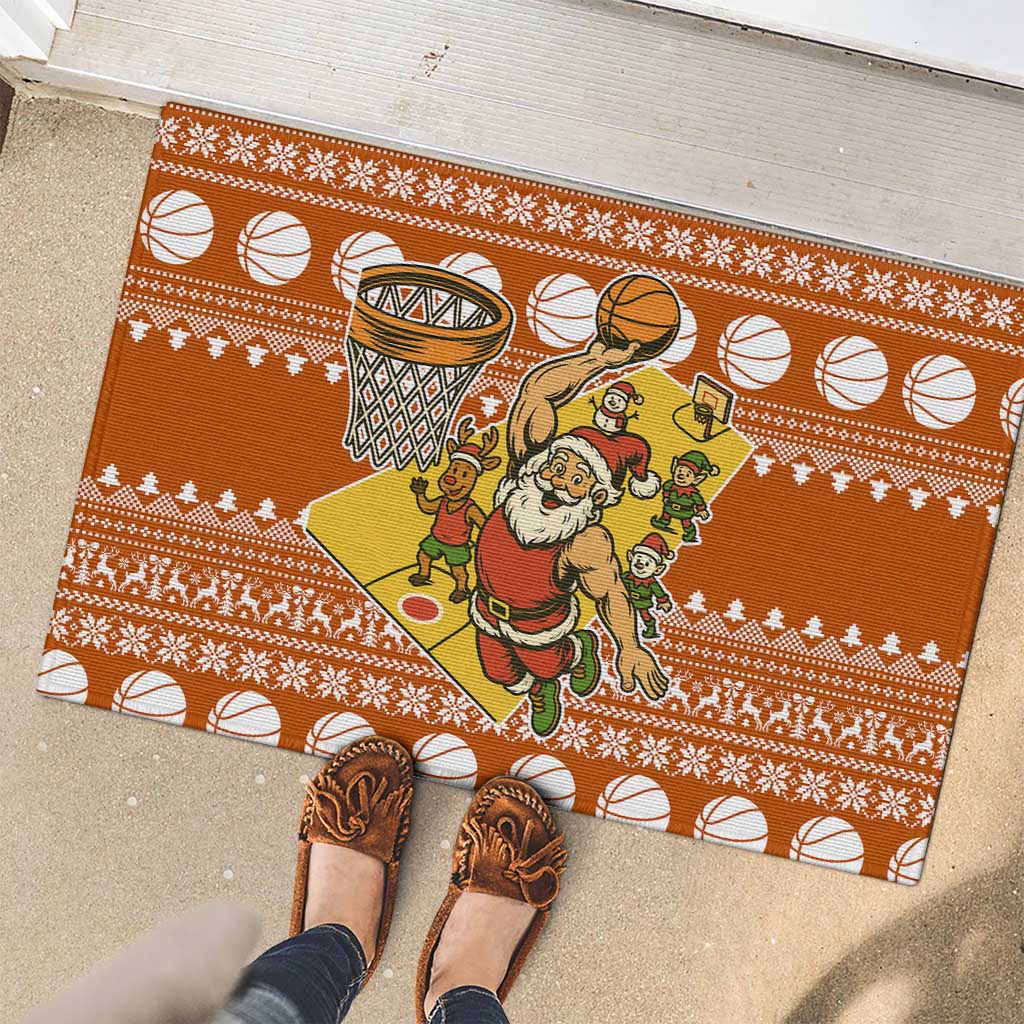 Basketball Santa Claus Christmas Rubber Doormat Xmas Holiday Patterns - Wonder Print Shop