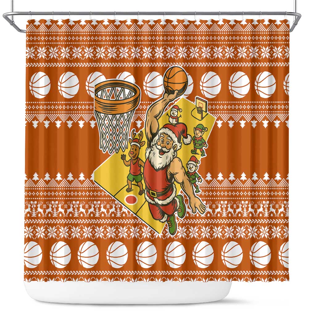 Basketball Santa Claus Christmas Shower Curtain Xmas Holiday Patterns - Wonder Print Shop