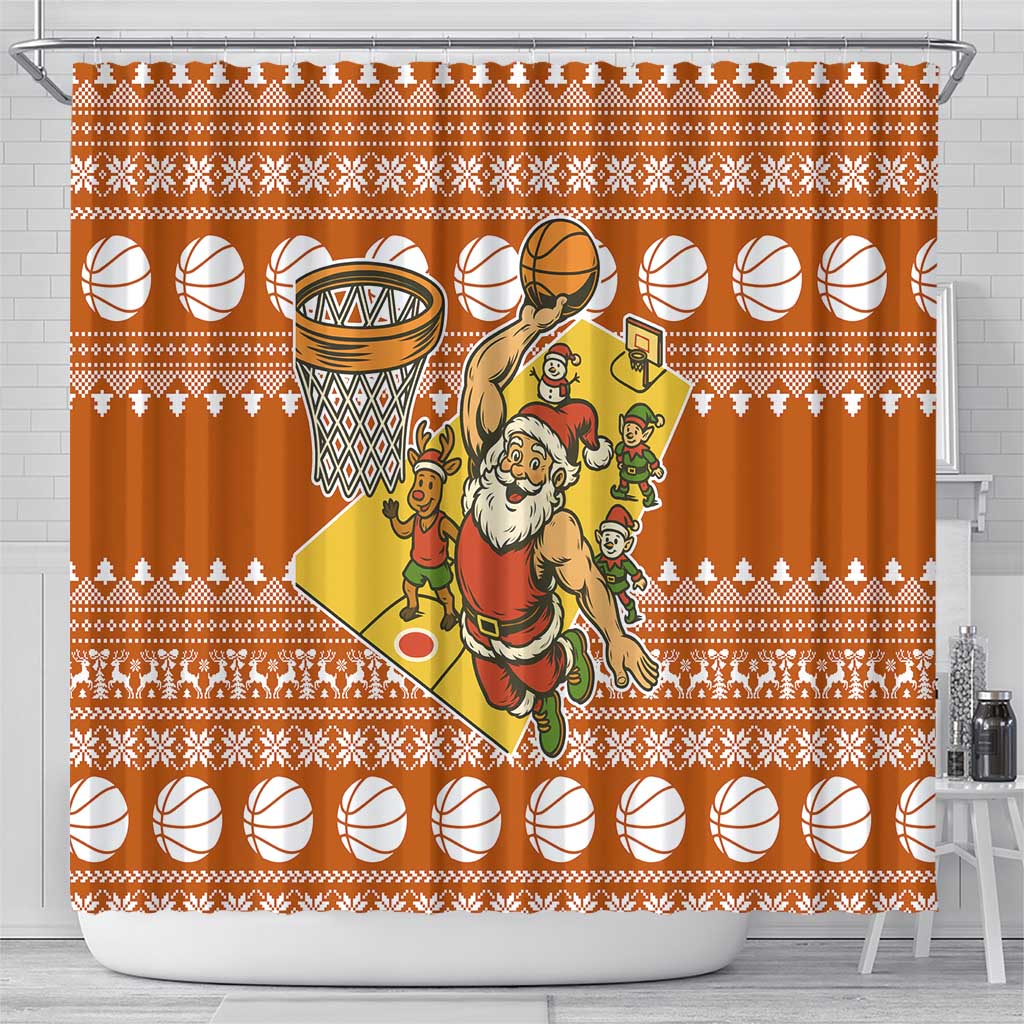 Basketball Santa Claus Christmas Shower Curtain Xmas Holiday Patterns - Wonder Print Shop