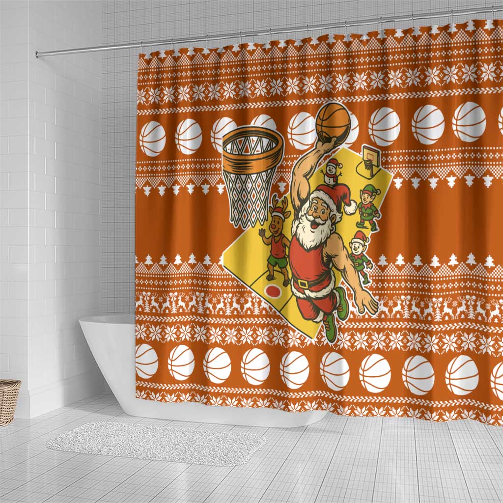 Basketball Santa Claus Christmas Shower Curtain Xmas Holiday Patterns - Wonder Print Shop
