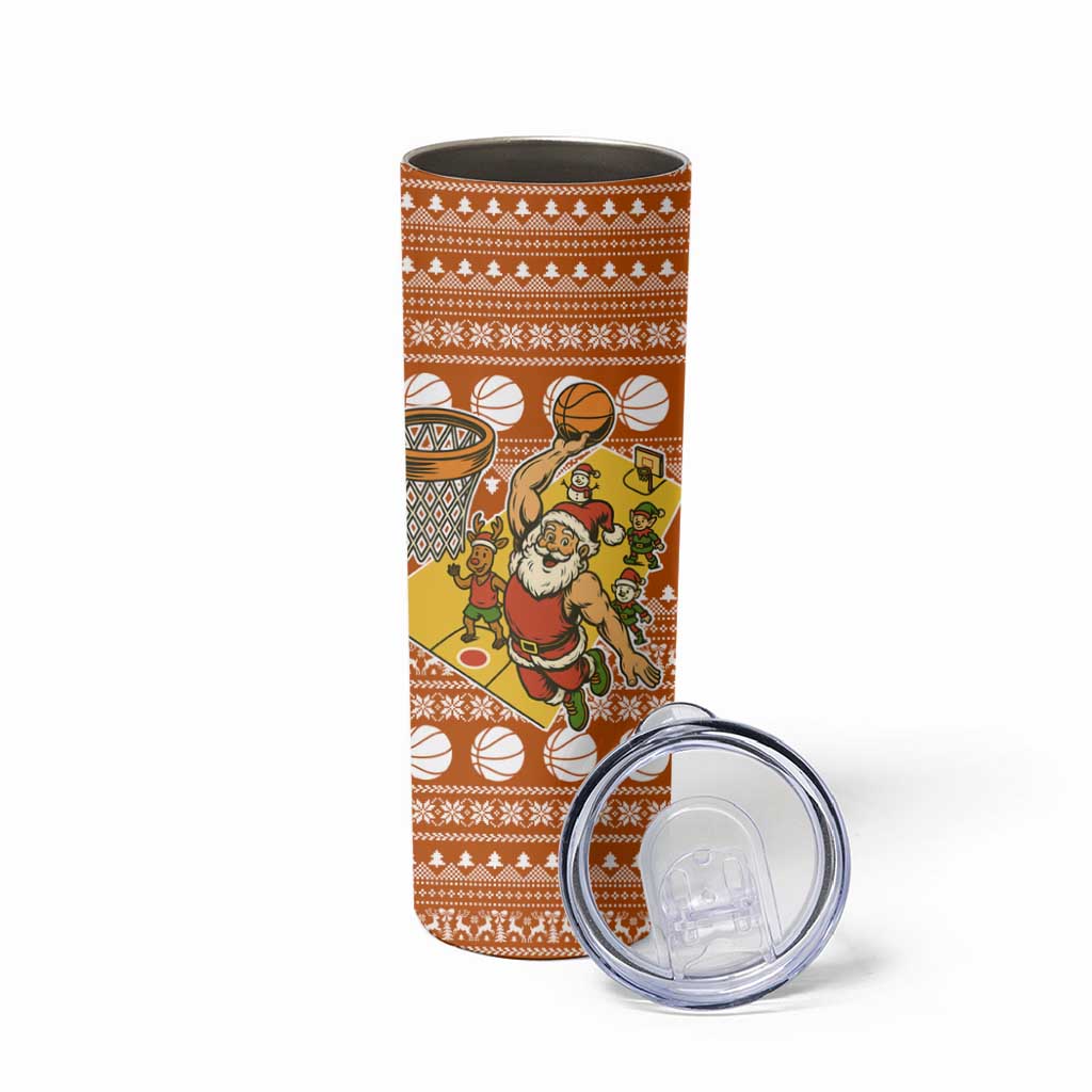 Basketball Santa Claus Christmas Skinny Tumbler Xmas Holiday Patterns - Wonder Print Shop