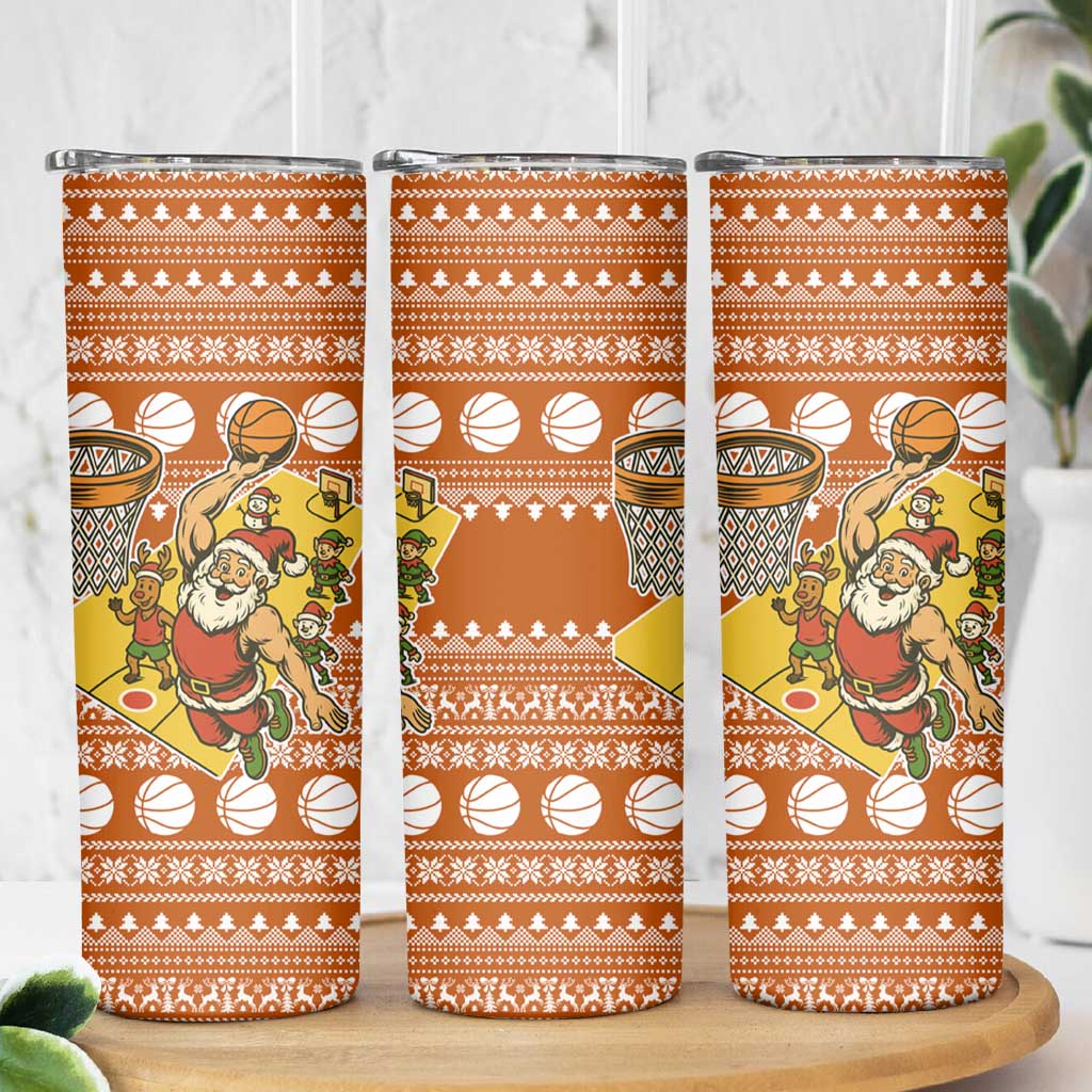 Basketball Santa Claus Christmas Skinny Tumbler Xmas Holiday Patterns - Wonder Print Shop