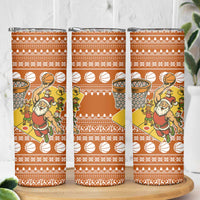 Basketball Santa Claus Christmas Skinny Tumbler Xmas Holiday Patterns - Wonder Print Shop