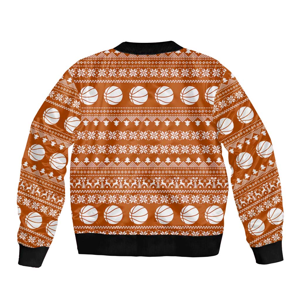 Basketball Santa Claus Christmas Sleeve Zip Bomber Jacket Xmas Holiday Patterns - Wonder Print Shop
