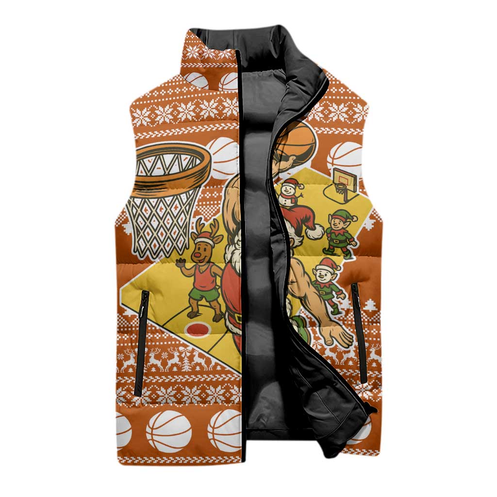 Basketball Santa Claus Christmas Sleeveless Puffer Jacket Xmas Holiday Patterns - Wonder Print Shop