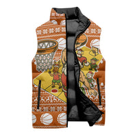 Basketball Santa Claus Christmas Sleeveless Puffer Jacket Xmas Holiday Patterns - Wonder Print Shop