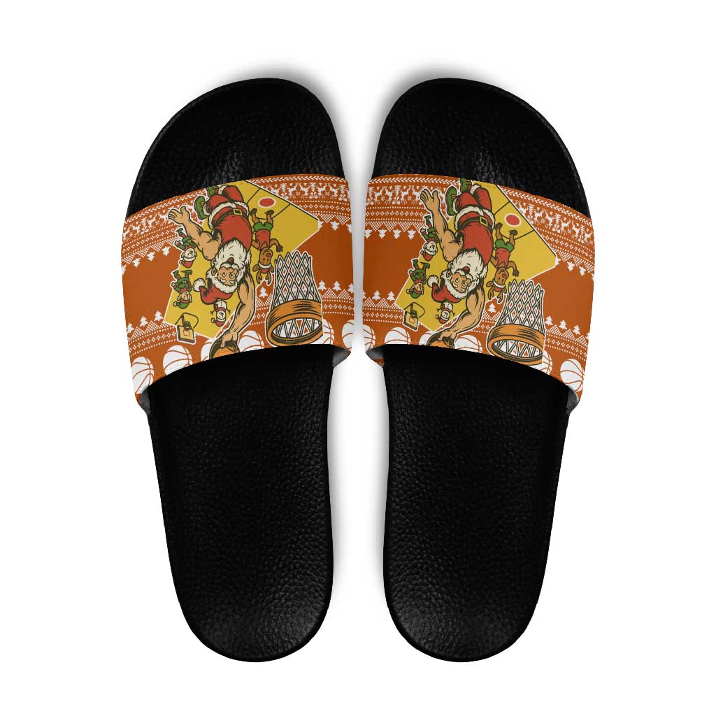 Basketball Santa Claus Christmas Slide Sandals Xmas Holiday Patterns - Wonder Print Shop