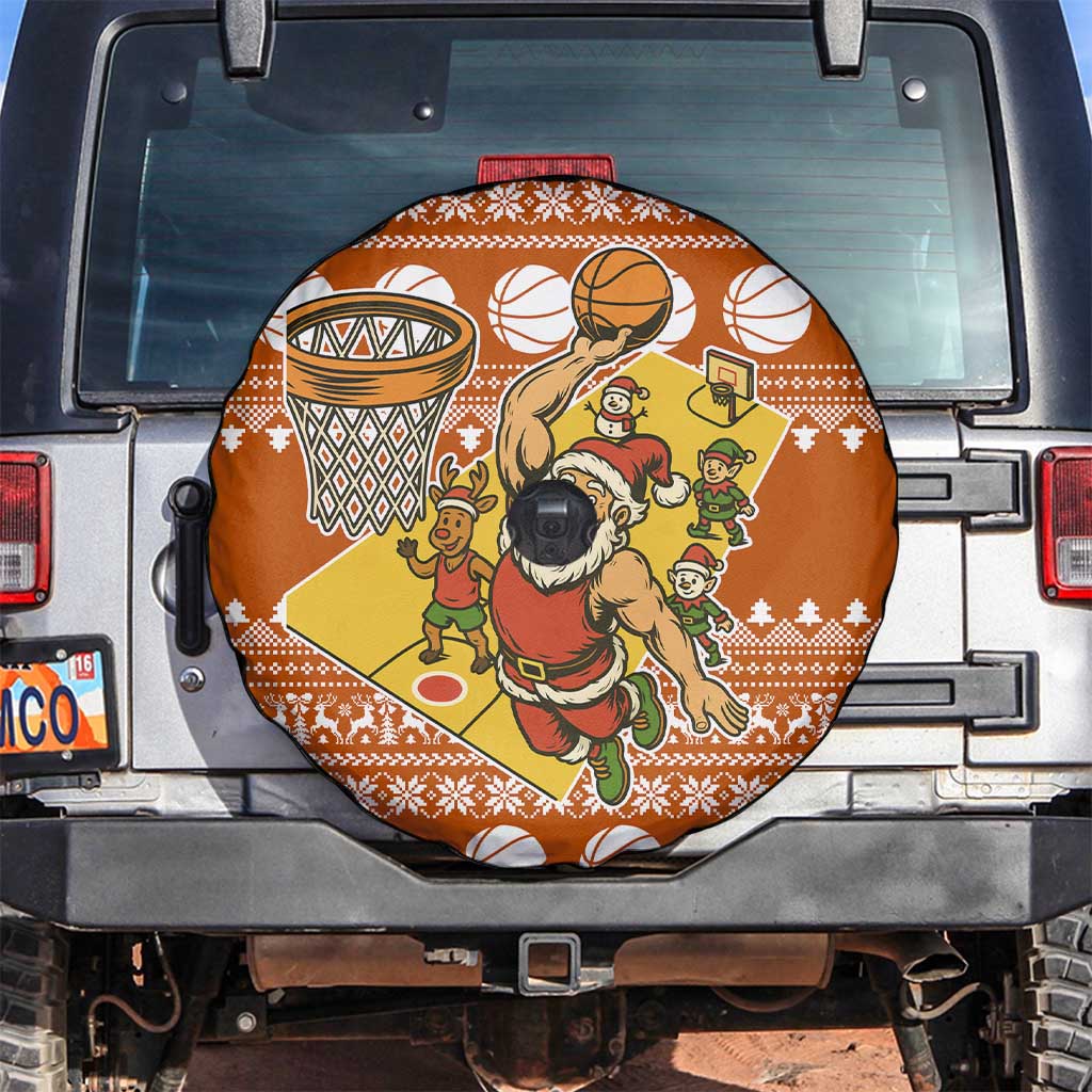 Basketball Santa Claus Christmas Spare Tire Cover Xmas Holiday Patterns - Wonder Print Shop
